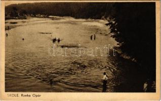 1939 Skole, Rzeka Opór / riverside, bathers (EK)