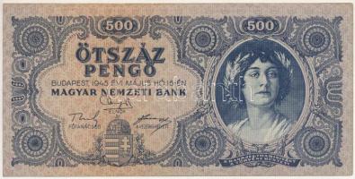 1945. 500P magyar N betű orosz P helyett T:F szép papír Adamo P19h