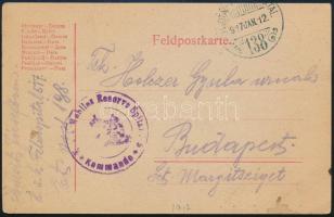 1917 Tábori posta levelezőlap Mobiles reserve Spital / Kommando - Budapest