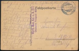 1917 Képeslap (Köln) Württ.Mun.Kol.n./A. 323 Deutsche Feldpost 403