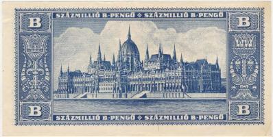 1946. 100.000.000BP látványos nyomdai papírráncokkal T:F 
Hungary 1946. 100.000.000 B-Pengő with vi...