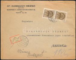 1941 Levél Nem fogadta el címkével, Templom 10f pár bélyeggel, BUDAPEST - ILOSVA kétnyelvű bélyegzéssel