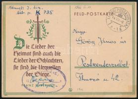 1944 Tábori posta levelezőlap érdekes szöveggel, ELLENŐRIZVE + TP / i.a. i.a. - Pesterzsébet