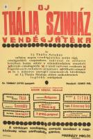 cca 1940 Thalia színház nagy méretű színházi plakát 62x48 cm