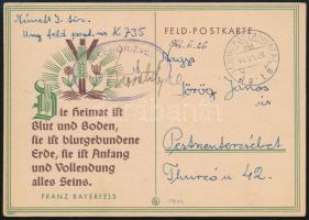1944 Tábori posta levelezőlap érdekes szöveggel, ELLENŐRIZVE + TP / t.g. t.g. - Pesterzsébet