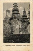 1917 Nagypolány, Velká Polana; Az oroszdúlta Zemplén 27., a templom romjai 1914-15. Danielisz Lajos kiadása / ruins of the church after the Russian attack (EK)