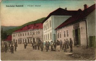 1916 Rahó, Rachov, Rahiv, Rakhiv; Fő tér, üzletek. Feig Bernátné kiadása / main square, shops (EB)