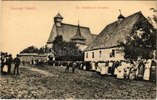 1915 Visk, Várhegy-gyógyfürdő, Vyshkovo (Máramaros); Református templom és fiú iskola / Calvinist church and boy school (EK)