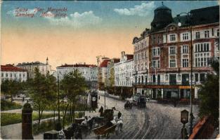 Lviv, Lwów, Lemberg; Plac Maryacki / Marienplatz / square, tram, shops (EK)