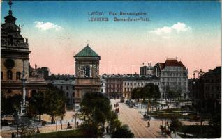 1917 Lviv, Lwów, Lemberg; Plac Bernardynów / Bernardiner-Platz / square, tram