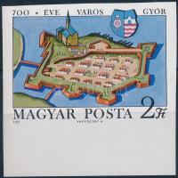 1971 Győr városa 700 éves ívszéli vágott bélyeg