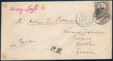 1875 Réznyomat 25kr levélen BUDAPEST / LIPÓTVÁROS - Franciaországba (175.000.-)
