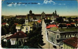 1916 Chernivtsi, Czernowitz, Cernauti, Csernyivci (Bukovina, Bucovina, Bukowina); Residenzgasse mit Residenz / archbishops residence (EK)
