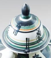 Lonkay Antal (1904-1955), Keramos Rt. Nógrádverőce: Art deco fedeles váza. Mázas kerámia, cca 1926, ...