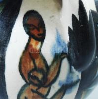 Lonkay Antal (1904-1955), Keramos Rt. Nógrádverőce: Art deco fedeles váza. Mázas kerámia, cca 1926, ...