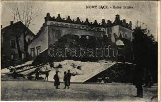 1915 Nowy Sacz, Nowego Sacza, Neu Sandez, Újszandec; Ruiny Zamku / castle ruins in winter (EK)