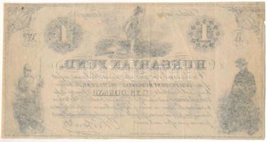 1852. 1$ "A" "Kossuth bankó" sorszám nélkül T:F fo., tűlyuk Hungary 1852. 1 Doll...