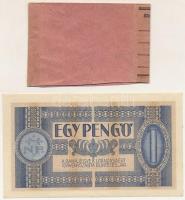 1938. 1P "H 827 072545" eredeti "100 Pengő - 100db 1 pengős bankjegy" MNB banki ...