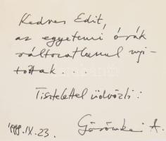Görömbei András: A szavak értelme. DEDIKÁLT! Valamint benne a szerző üdvözlőkártyájával, rajta a sze...