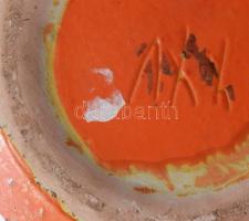 Tófej kaspó. Lepattanásokkal, jelzett, d: 23 cm, m: 12 cm