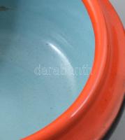 Retro iparművészeti kaspó. Mázlepattanásokkal, d: 18 cm, m: 8 cm