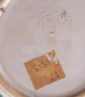 Iparművészeti színes mázas dísztál. Jelzett, kis kopással, d: 16,5 cm