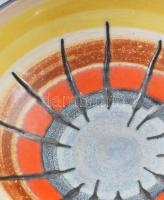 Iparművészeti színes mázas dísztál. Jelzett, hibátlan, d: 15 cm