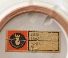 Iparművészeti színes mázas dísztál. Jelzett, hibátlan, d: 15 cm