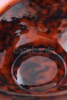 Fekete-piros foltos mintás iparművészeti kaspó. Jelzés nélkül, kis kopással, 23x16 cm