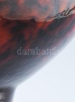 Fekete-piros foltos mintás iparművészeti kaspó. Jelzés nélkül, kis kopással, 23x16 cm