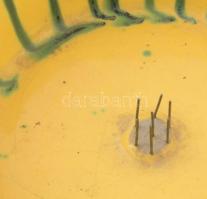 Retro iparművész szárazvirág váza. Jelzett, mázrepedéssel, kis kopással, d: 16 cm, m: 5,5 cm