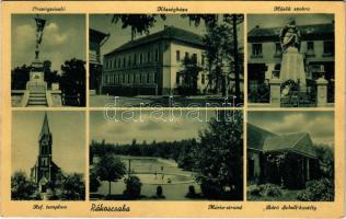 1941 Budapest XVII. Rákoscsaba, Országzászló, községháza, Hősök szobra, Református templom, Mária strand, Báró Schell kastély
