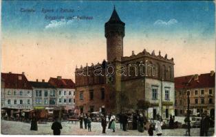 1918 Tarnów, Rynek i Ratusz / Ringplatz und Rathaus / market square, town hall, shop of Wittmayer (EK)