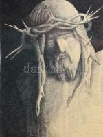 Jelzés nélkül: Krisztus. Tus, papír, Üvegezett, sérült keretben. 38x29,5 cm