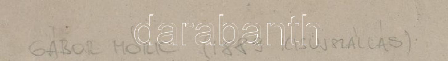 Olvashatatlan jelzéssel (Gábor Móric?): Jelenet (tanulmány). Szén, papír. Dekoratív, üvegezett faker...