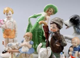 8 db német porcelán figura. Kézzel festett, jelzett, hibátlanok m: 14 cm-ig