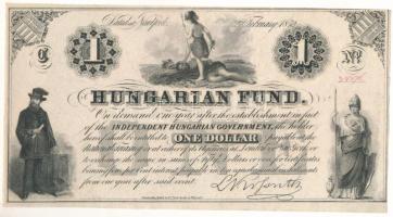 1852. 1$ C Kossuth bankó piros 38276 sorszámmal T:AU Hungary 1852. 1 Dollar C Hungarian Fund with red 38276 serial number C:AU Adamo G117/1b