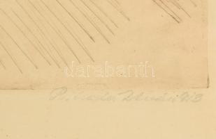 Prihoda István (1891-1956): Balerina portréja. Hidegtű, papír. Jelzett. Üvegezett dekoratív keretben...