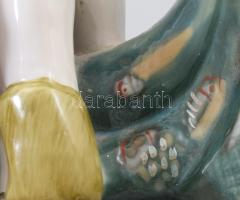 2 db orosz Polone porcelán figura, halász és hal. Kézzel festett, jelzett, hibátlan 23 cm