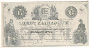 1852. 5$ "Kossuth bankó" "A" sorozat, piros "10764" sorszámmal T:AU
H...
