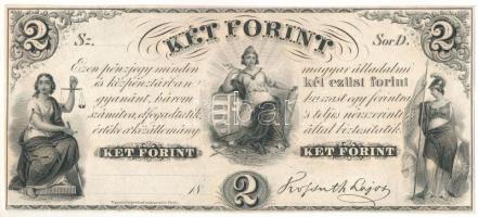 1852. 2Ft Kossuth bankó, D sorozat, kitöltetlen T:AU Hungary 1852. 2 Forint D without date or serial number C:AU Adamo G123