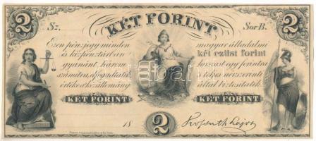 1852. 2Ft &quot;Kossuth bankó&quot;, &quot;B&quot; sorozat, kitöltetlen T:AU Hungary 1852. 2 Forint &quot;B&quot; without date or serial number C:AU Adamo G123