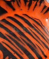 Iparművészeti halmintás dísztál. Jelzett, kis mázhibákkal, 20x20 cm