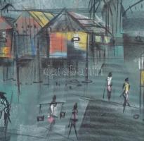 Olvashatatlan jelzéssel: Jövés-menés. Pasztell, papír, üvegezett fakeretben, 38x55 cm