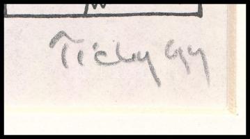 Tichy Gyula (1879-1920): Akt, nyomat, paszpartuban, utólagos jelzéssel, 14×9 cm