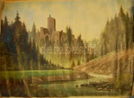 XIX. század J. D. jelzéssel: Tájkép olaj-vászon 100x80 cm