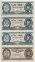 1962. 10Ft + 1969. 10Ft + 1975. 20Ft (5x) + 1980. 50Ft T:F közte szép papír