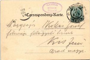 1900 Cieszyn, Teschen; Bahnhofstrasse / street view, railway hotel. B. Heybach (EK)