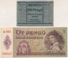 1939. 5P A 060 008437, eredeti 500 Pengő - 100db 5 pengős MNB banki kötegelővel T:AU Adamo P6