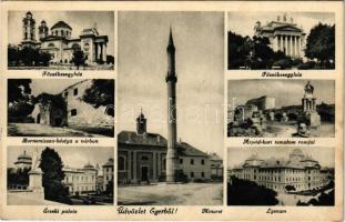 1942 Eger, Főszékesegyház, Bornemissza bástya a várban, Érseki palota, Minaret, Árpád kori templom romjai, Lyceum